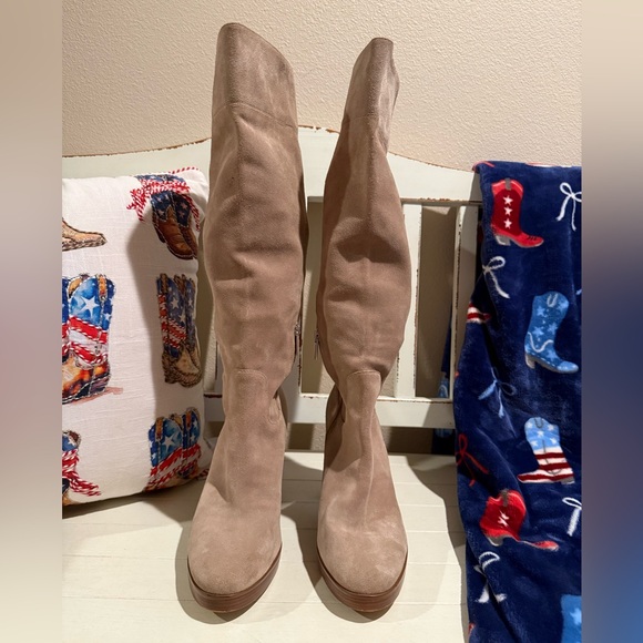 Michael Kors Tan Over the Knee High Heeled Leather Boots‎ size 11 - Picture 1 of 6